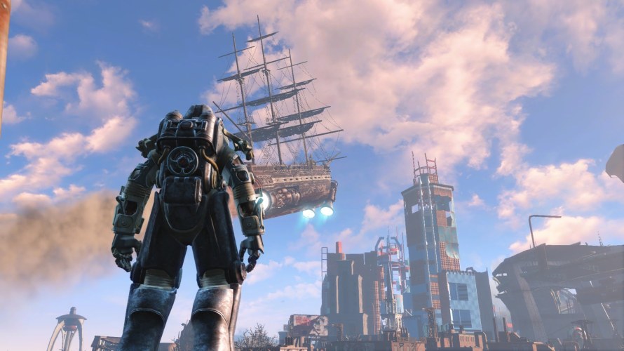 The USS Constitution from Fallout 4, screenshot from YouTube user, 'Kenj, the Neutral'
